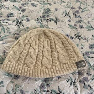 The North Face Beige Cable Knit Beanie